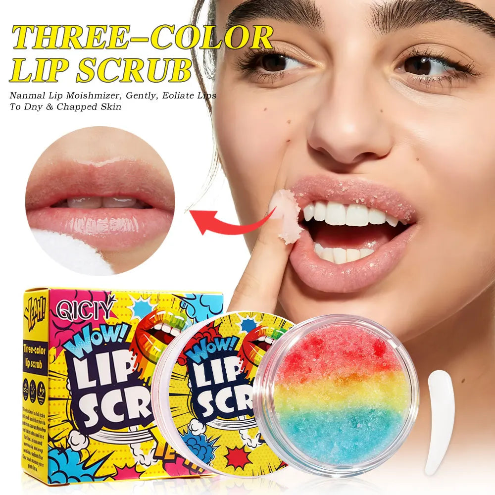 Qiciy Lip Scrub Natural Ingredients Sweet Lip Care Moisturizing Hydrating Gently Exfoliates Anti-Cracking Improves Lip Lines Lip Makeup Base