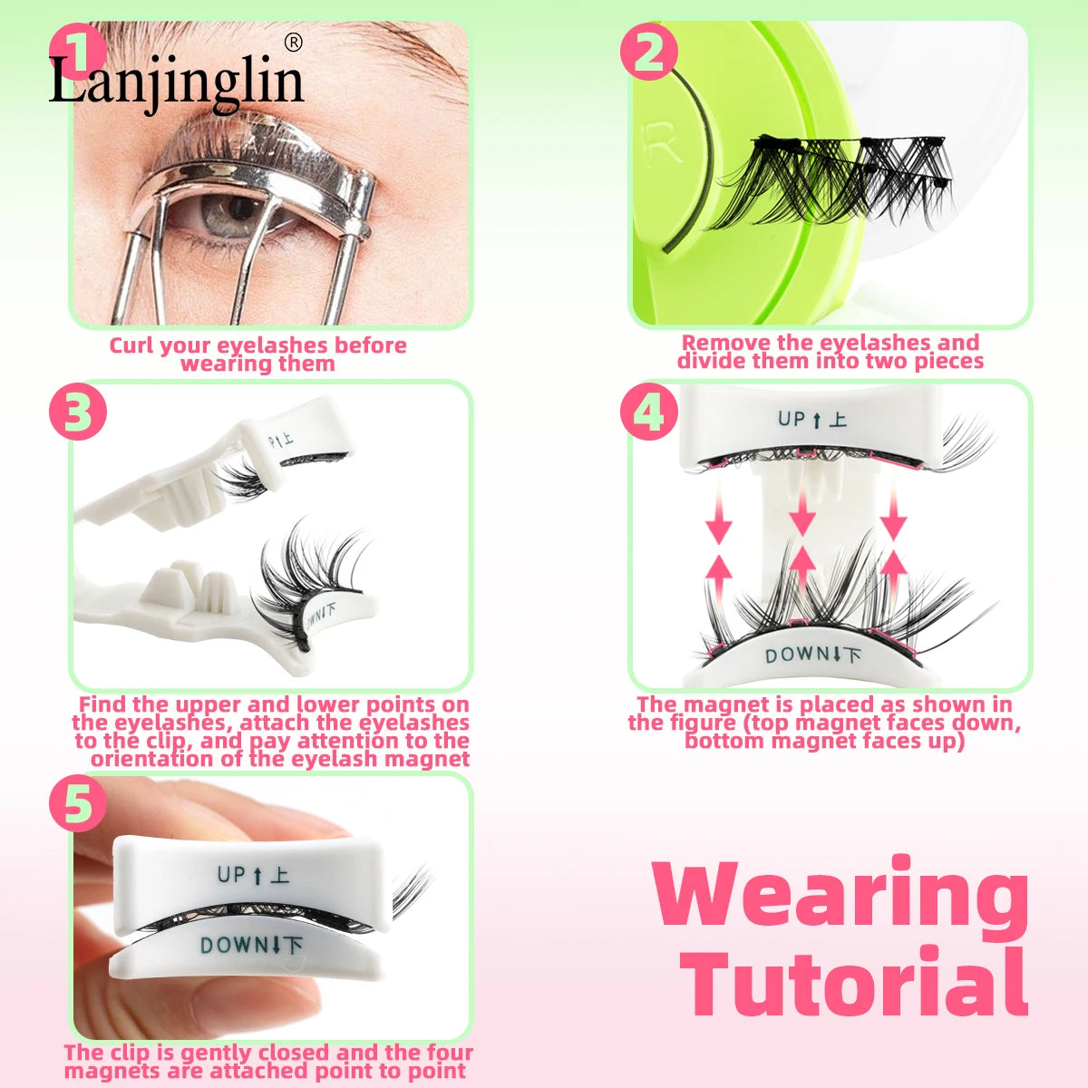 1 Pair Reusable Magnetic Lashes 3D Natural Fluffy Magnetic False Eyelashes No Glue Needed Lashes with Tweezer Set Make up Tools