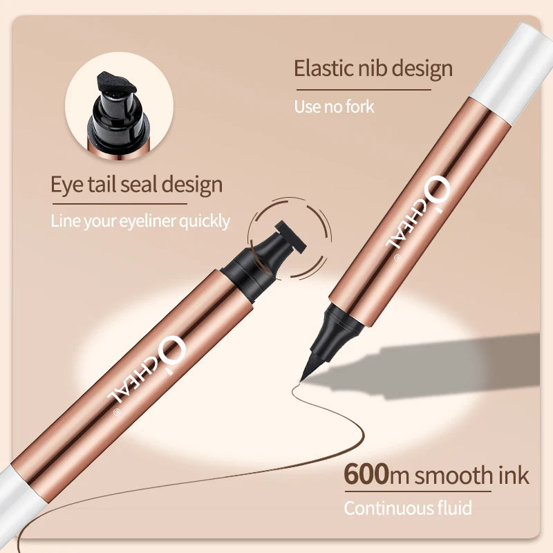 O'CHEAL Eyeliner Stamp Black Liquid Eyeliner Pen Waterproof Fast Dry Dual Head Eye Liner Pencil Make-up for Women Cosmetics Tool