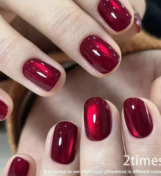 12ML 1-21PCS Winter And Autumn Whitening Red Glass Bead Cat Eye Magnet Gel Nail Polish Christmas Nails Nail Set Nail Art
