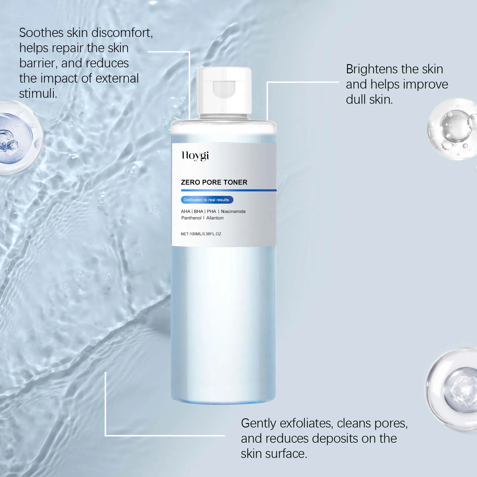 Gentle Exfoliating Toner for Face Hyaluronic Acid Moisturizing Softener Smooth Brightening Facial Toner Dry Sensitive Skin 100ml