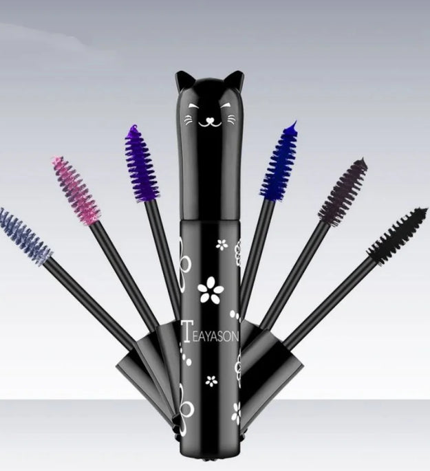 6-Colorful Mascara with Large Brush Head, Easy to Color, Non-Clumping, Non-Fading Mascara, White Purple, Sapphire Blue, Silver Coffee, Not Easy to Smudge, Mascara, Eyebrow Cream