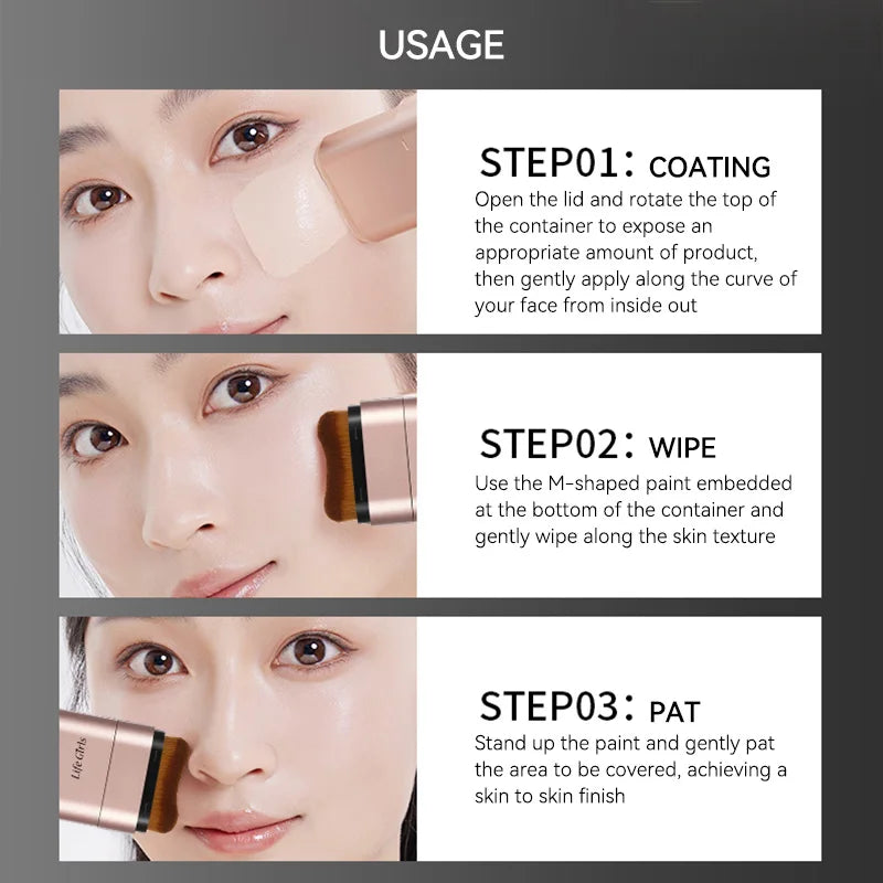 Clear and Moisturizing Foundation with a Natural Glow, Hydrating, Bling, Radiance, Thin and Lightweight Double-Ended Makeup Foundation That Can Be Rotated for Easier Application, with Its Own Brush for Waterproofing, Making I