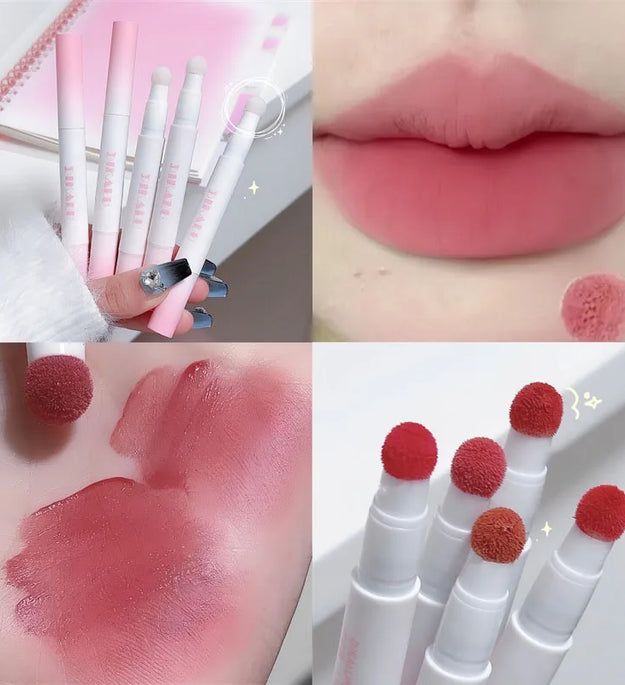 Matte Lip Mud Air Cushion Lips Cream Brick Red Lip Glaze Powder  Lipstick Pen Non-Stick Cup Female Lip Tint Korean Makeup