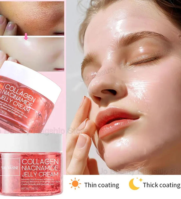 50g Collagen Niacinamide Jelly Cream Deep Moisturizing Pore Shrinking Brightening Niacinamide Gel  Lifting Firming Face Skin Car