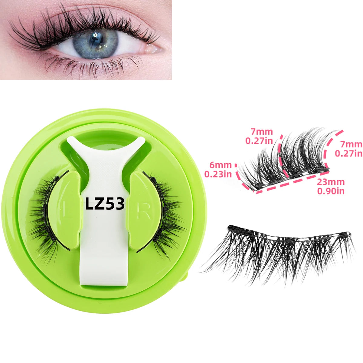 1 Pair Reusable Magnetic Lashes 3D Natural Fluffy Magnetic False Eyelashes No Glue Needed Lashes with Tweezer Set Make up Tools