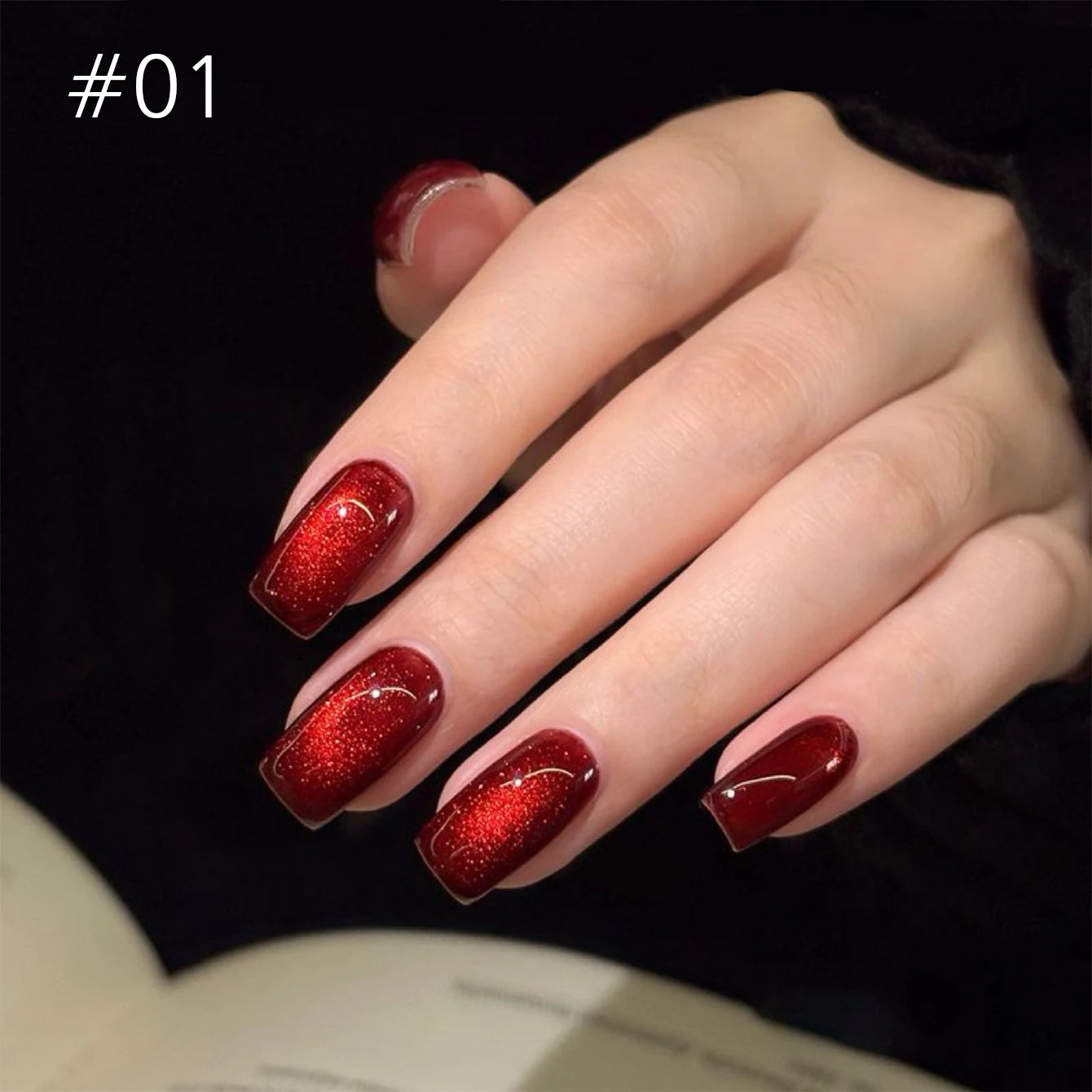 12ML 1-21PCS Winter And Autumn Whitening Red Glass Bead Cat Eye Magnet Gel Nail Polish Christmas Nails Nail Set Nail Art