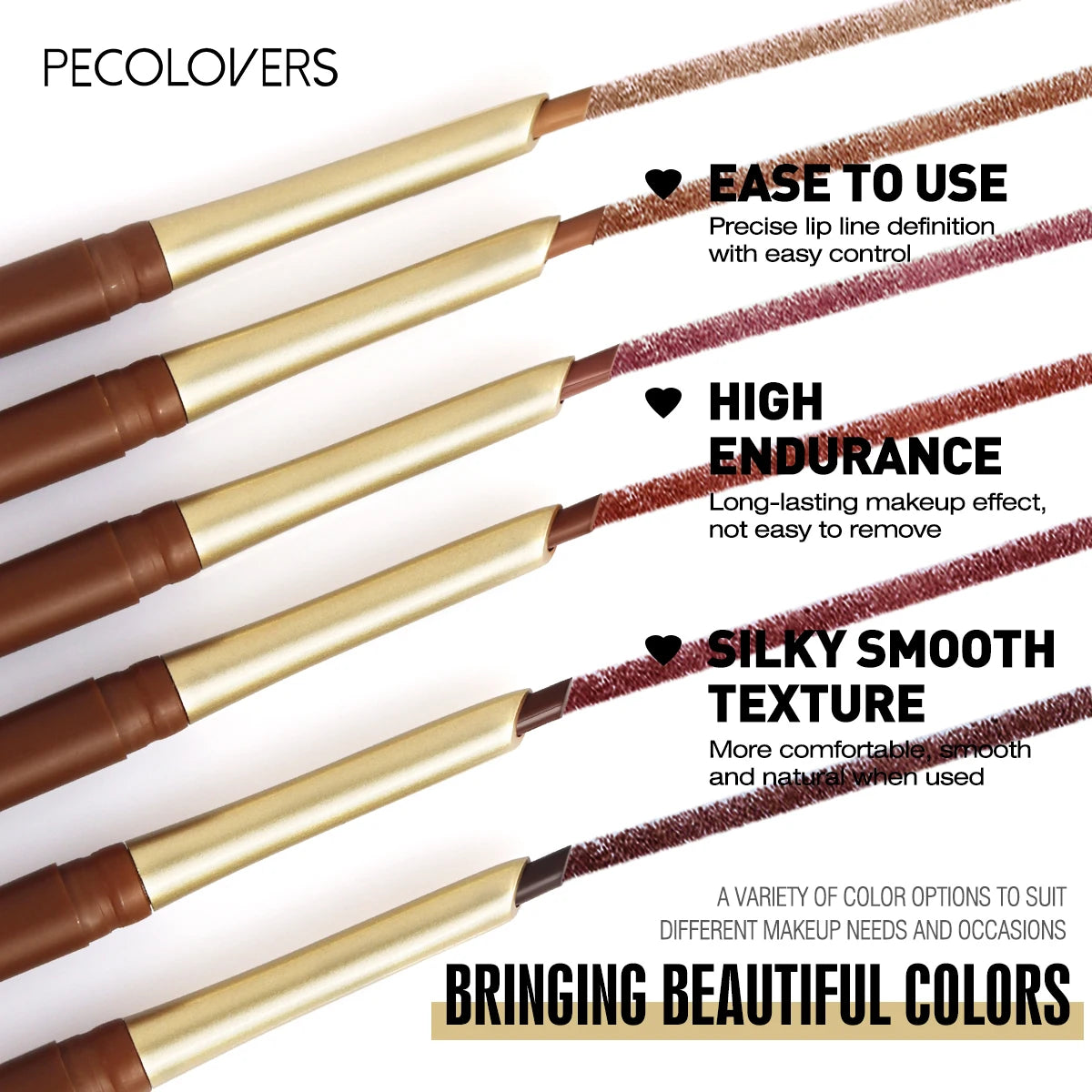 Matte 6-colors Lip Liner Pencil Bevel Design Nib Lip Contour Lipstick Nude Brown Lipstick Pencil Natural Lasting Lipliner Makeup