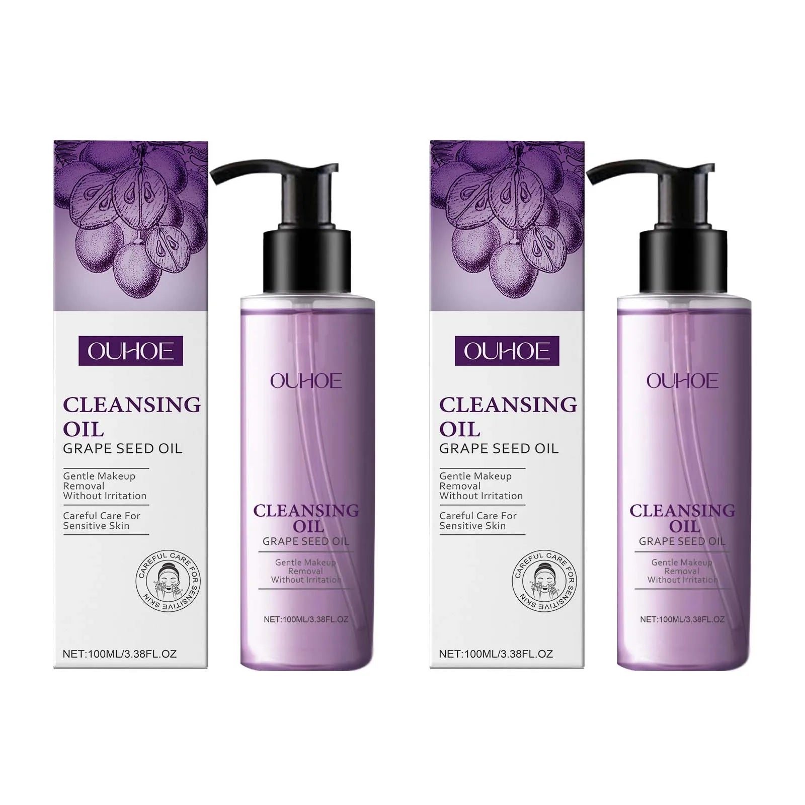 Grape Seed Cleansing Oil Makeup Remover for Sensitive Skin Non-Tightening Deep Purifying Hydrating Refreshing Facial Oil Control