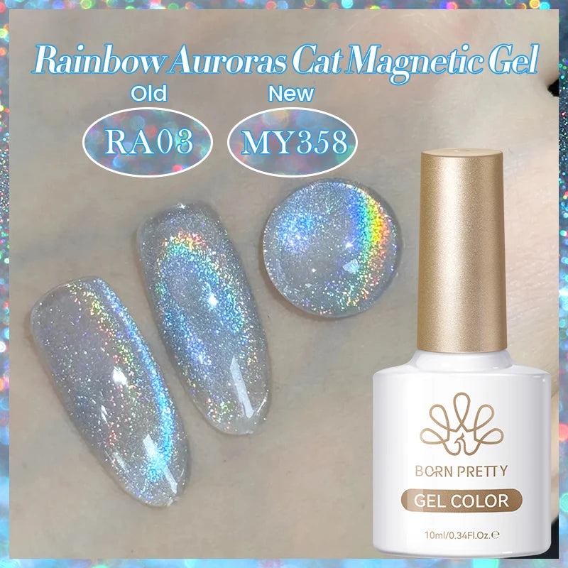 BORN PRETTY 10ml Cat Magnetic Gel Sparkling Ultra Gold Glitter Soak Off UV LED Gel Nail Art Varnish Manicure Valentine's Day