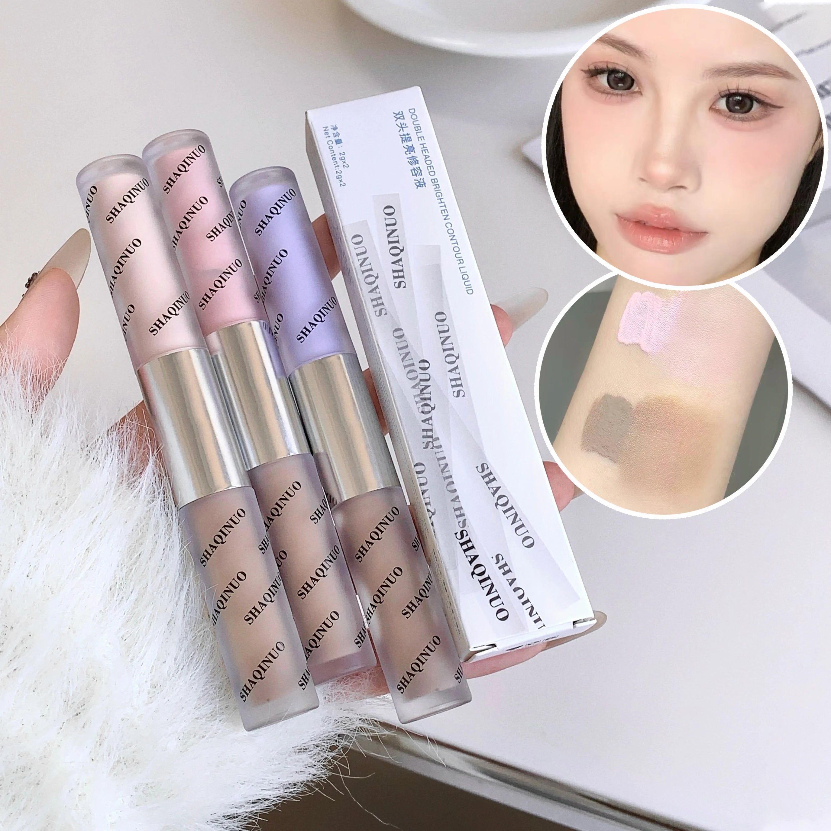 SHAQINUO Double-ended Liquid Contouring Highlighter And Shadower In One Create A Long-lasting Natural Contouring Stick