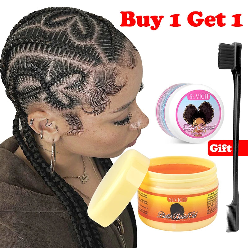 Edge Control Gel Set Hair Braiding Gel Biotin Anti Break Hair Wax Non-Greasy Hair Styling Cream Anti-Frizz Wax Stick For Wig - BlissFully