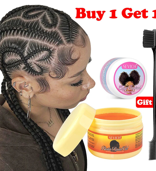 Edge Control Gel Set Hair Braiding Gel Biotin Anti Break Hair Wax Non-Greasy Hair Styling Cream Anti-Frizz Wax Stick For Wig - BlissFully