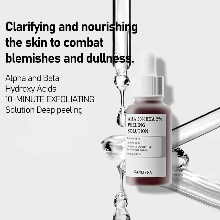 AHA 30%+BHA 2% Exfoliating Face Salicylic Acid Serum 10% Niacinamide + 1% Zinc, 10% Hexapeptide Serum Moisturizing Face Skincare - BlissFully
