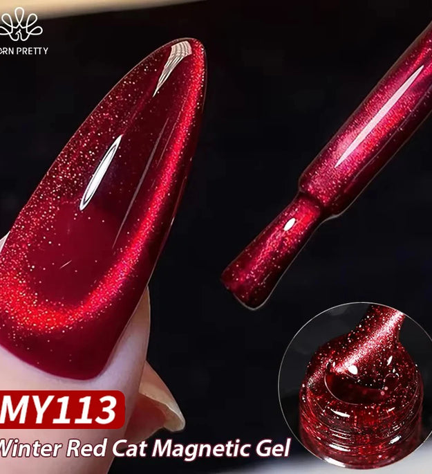BORN PRETTY 10ml Dark Red Cat Magnetic Gel Nail Polish for Winter Nails DIY Jelly Glass Silver-Light Varnis Semi Permanent