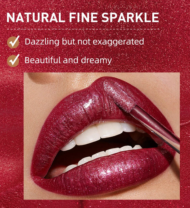 QIBEST Diamond Liquid Lipstick Moisturizing Long-Lasting Purple Sparkling Waterproof Lip Gloss Cosmetics Matte Glitter Lipstick