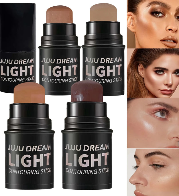 4pcs Multifunctional Highlight & Contouring Stick-Buildable Coverage Highlighter, Concealer, Contour Beige, Brown, Pink, Bronze