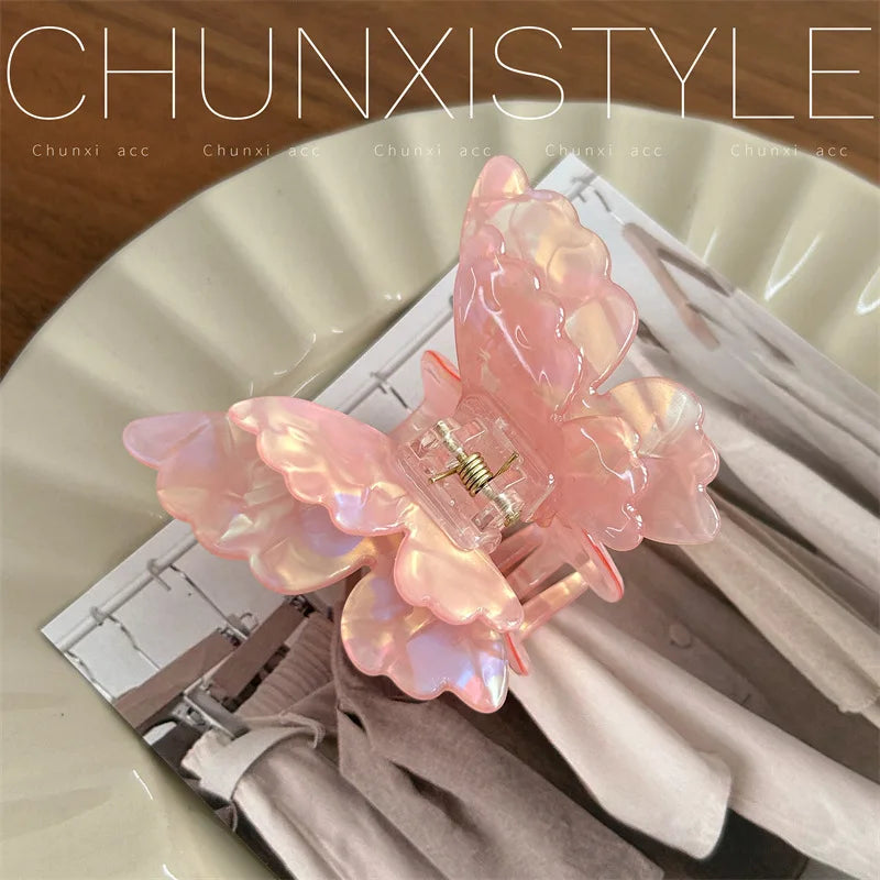 Fairy Butterfly Hair Claw French Retro Acetate Crab Hair Clip Summer Sweet Princess Shark Clip Coiled Hairpin Hair Accessories