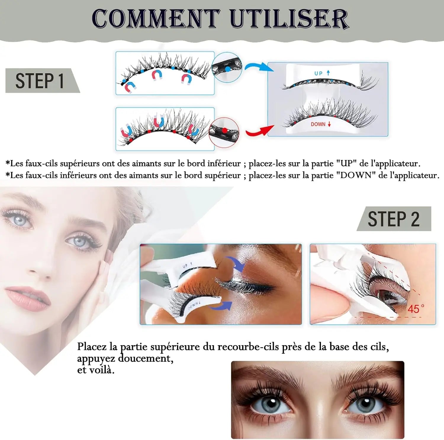 2 Pairs Magnetic Eyelashes - No Glue Needed, Natural 3D Effect, Waterproof & Reusable False Lashes (Easy Application)