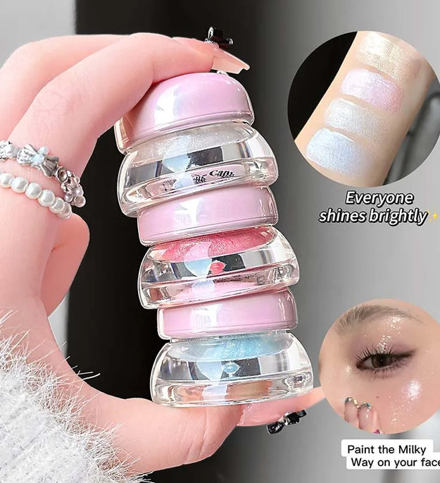 Cappuvini Radiant Highlighter Cream Gel with Fine Shimmer Pearlescent Finish High Gloss Paste for Brightening Face Makeup