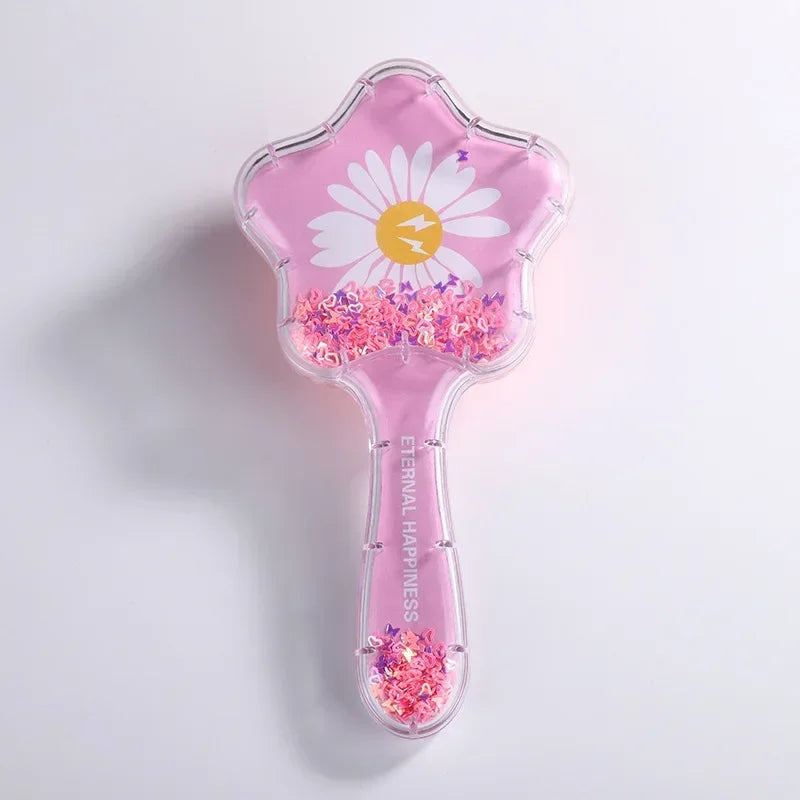 New Cartoon Air Cushion Massage Comb Star Shape Sequins Quicksand Anti-knot Combs for Baby Kids Comb for Curly Hair
