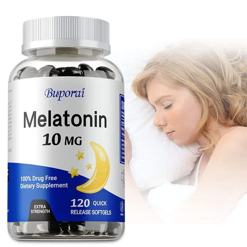 Buporai Melatonin 10mg - Adult Sleep Aid, Improves Insomnia, Relaxes Mood, Promotes Deep Sleep, Gluten Free, Non-GMO