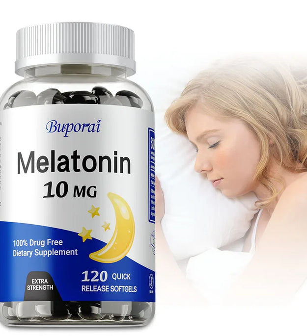Buporai Melatonin 10mg - Adult Sleep Aid, Improves Insomnia, Relaxes Mood, Promotes Deep Sleep, Gluten Free, Non-GMO