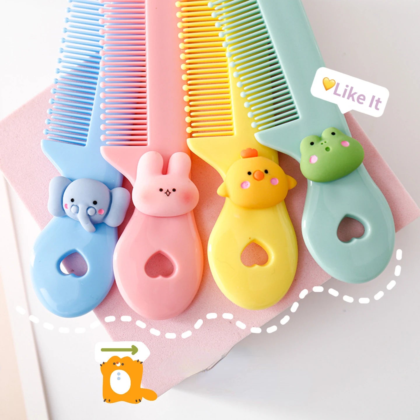 Protable Hair Brushes Cute Mini Comb for Baby Girl Boy Small Koran Cartoon Animal Floral Hair Comb Girl Kid Hair Accessories