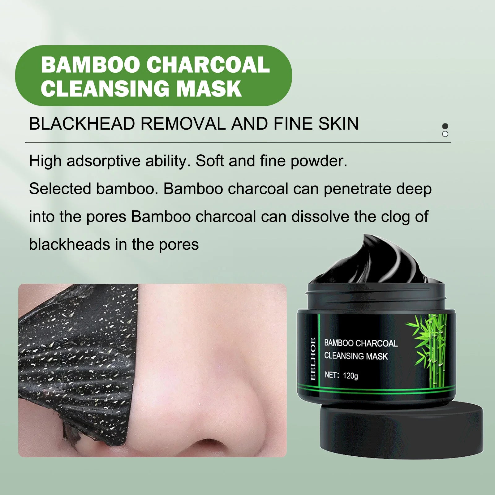 Eelhoe Charcoal Face Mask Nose Strips Toothpaste Blackhead Remover Clean Pores Teeth Whiten Oil Control  Face Teeth Clean Series