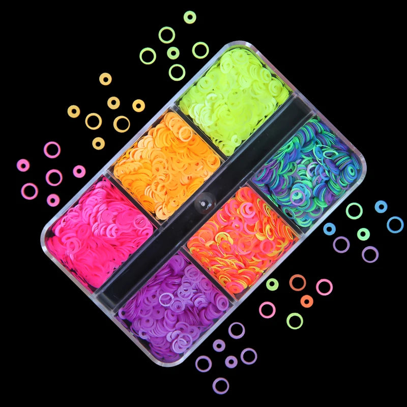 6Grids Holographic Square Nail Art Glitter Sequins Laser Ball Decoration Flakes Manicure Nails Supplies Professional Accessories