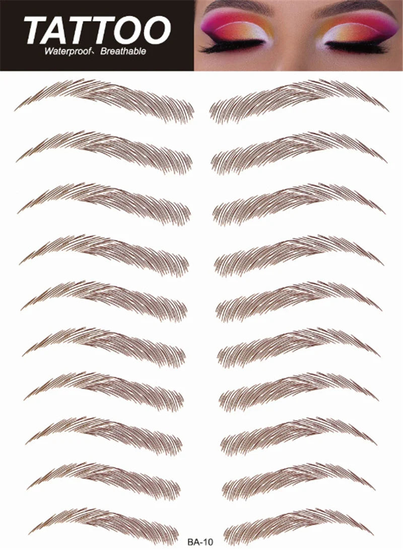 4D Hair Like Eyebrows Makeup Waterproof Eyebrow Tattoo Sticker Long Lasting Natural Fake Eyebrow Stickers Cosmetics 10 pairs 1PC