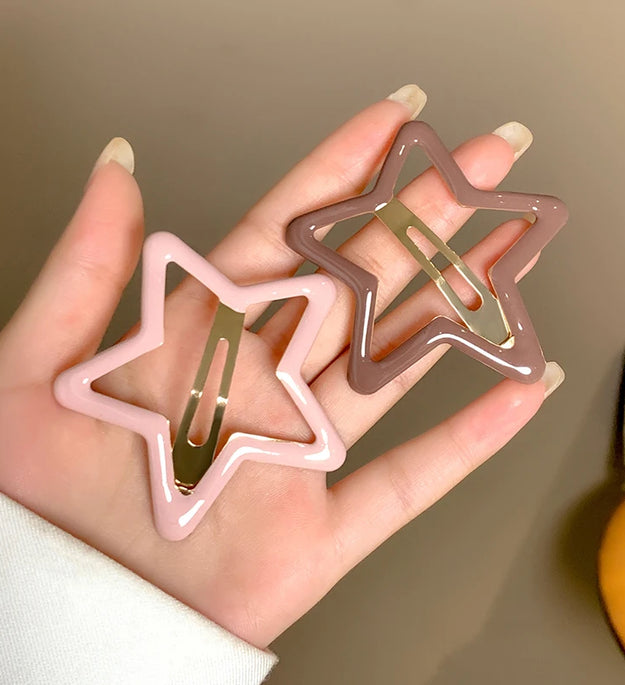 AWAYTR 5 Pcs Hollowed Star Hair Clips Star Snap Hairpins Sweet Headpiece Hair Barrettes Hair Accessories for Girls Dropship