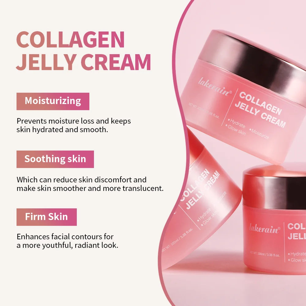 Moisturizing Collagen Jelly Cream Niacinamide Hydrolyzed Collagen Tightening Soothing Anti-Aging Firmness Hydration Skincare - BlissFully