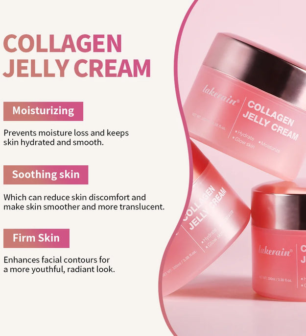 Moisturizing Collagen Jelly Cream Niacinamide Hydrolyzed Collagen Tightening Soothing Anti-Aging Firmness Hydration Skincare - BlissFully