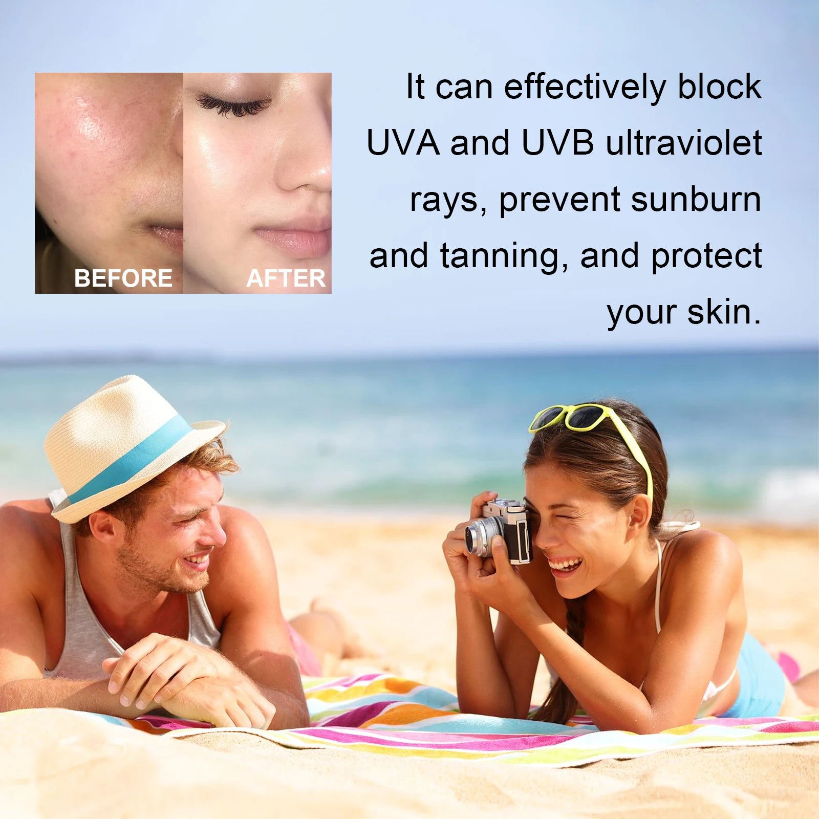 Face & Body Sunscreen Non-Greasy SPF 100+ Facial Sunblock UVA & UVB Protection Sunblocking Cream Anti Aging for Summer Beach
