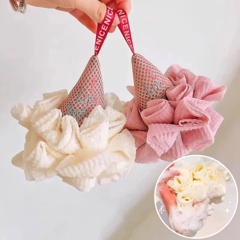 Men Women Bath Sponge Ice Cream Shape Exfoliating Loofah Body Scrubber Shower Cleaning Loofahs Bathroom Bathing Accessories