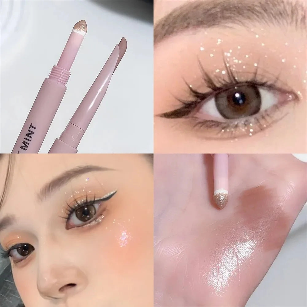 Double-end Lying Silkworm Eyeliner Pencil Diamond Glitter Matte Aegyosal Pen Brightening Cream Shadow Highligher Eye Makeup