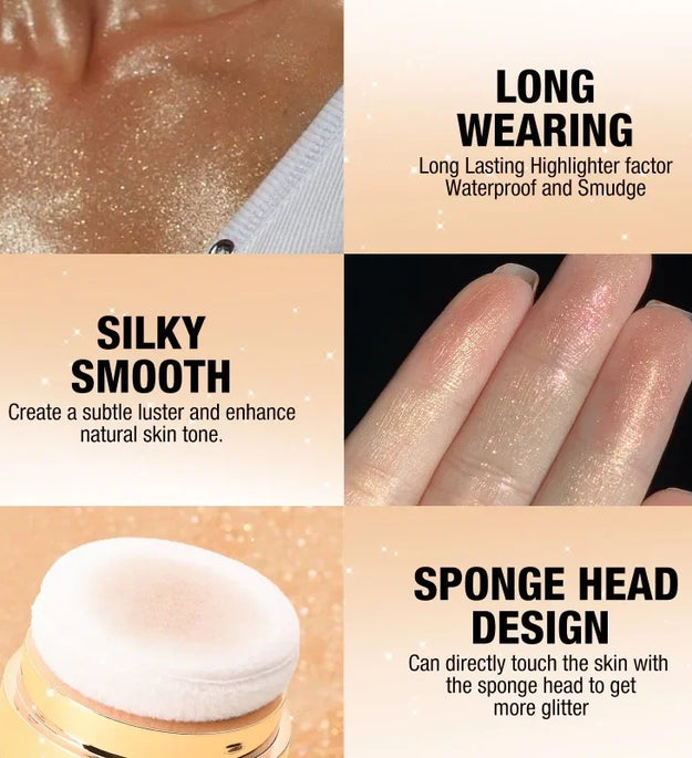 Glitter Highlighter Powder Diamond High Gloss Makeup Face Body Pearlescent Highlighter Powder Professional High Light Cosmetics