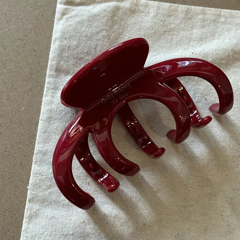 French Red Collection! Large Grip Letters Gold Label Back Head Updo Shark Clip Hair Accessories Headwear Hairpin Hair Claw