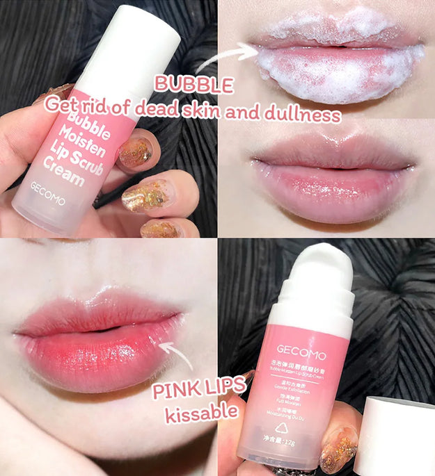 Exfoliating Bubble Moisten Lip Scrub Cream Exfoliating Lip Mask GECOMO Plant Lip Care Scrub for Tender Lips