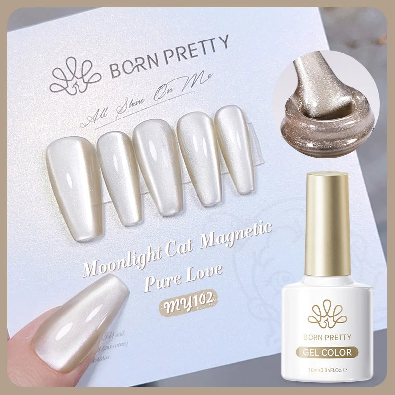 BORN PRETTY 10ml Cat Magnetic Gel Sparkling Ultra Gold Glitter Soak Off UV LED Gel Nail Art Varnish Manicure Valentine's Day