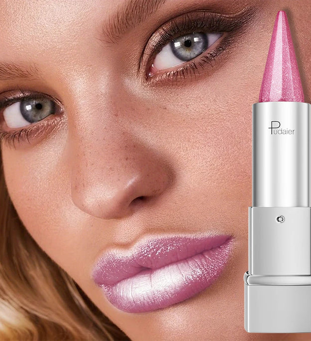 Pearl Shimmer Lipstick for Women, Metallic High Shine Lip Color, Waterproof Smudge Proof, 24 Hours Long Lasting, Lightweight Gla