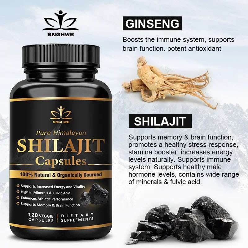 Himalaya Shilajit Capsule Original High in Trace Minerals& Fulvic Acid for Energy,Muscle Strength&Immunity, Endurance for Adult - BlissFully