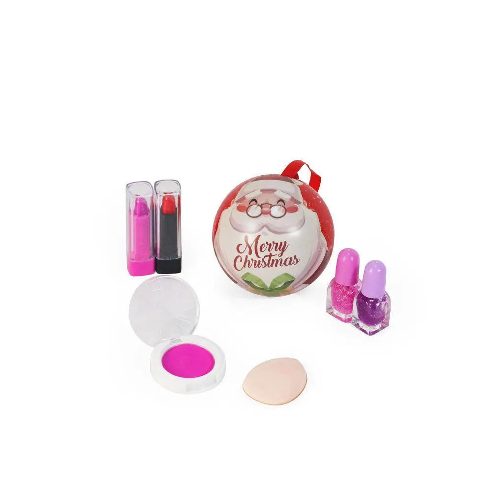 POPFEEL Christmas Makeup Ball - Includes Eyeshadow, Blush, Lipstick, Nail Polish, Puff, and Festive Tree Ornament - Perfect Gift