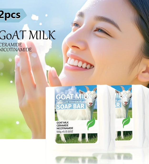 2pcs/goat milk ceramide bath cleaning soap nicotinamide essence hand soap facial cleaning soap