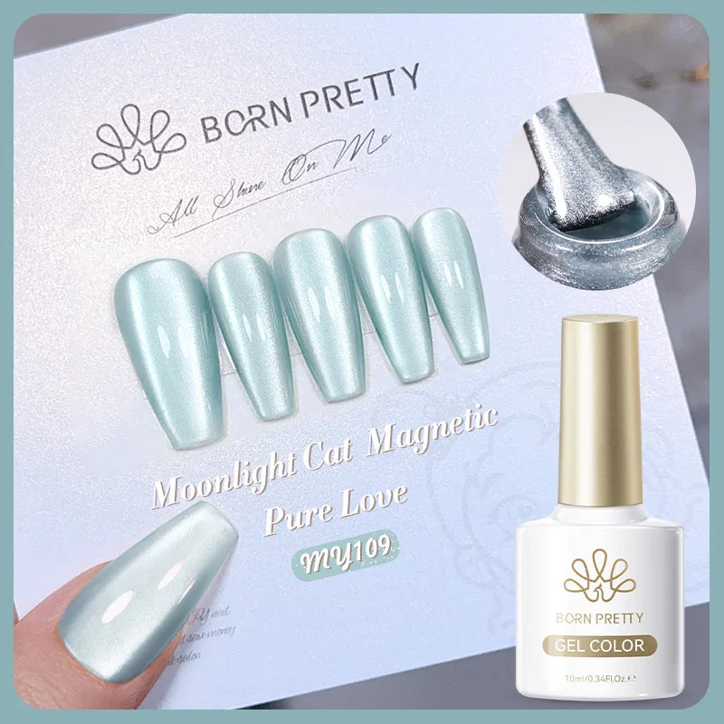 BORN PRETTY 10ml Cat Magnetic Gel Sparkling Ultra Gold Glitter Soak Off UV LED Gel Nail Art Varnish Manicure Valentine's Day