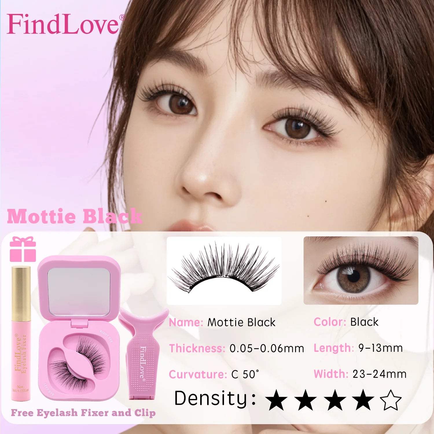 FindLove Soft Magnetic Lashes Reusable Magnetic Eyelash Extension Set With Wearing Clip Eyelash Styling Gel Natural Soft Lashes