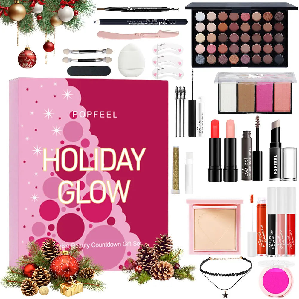 POPFEEL 24-Piece Christmas Surprise Countdown Gift Box Set - Perfect for Gifting Makeup, Accessories, and Mystery Boxes for Moms
