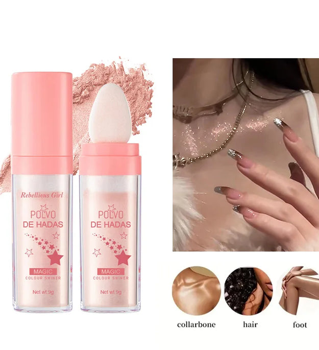 Highlighter Powder White Moonlight Polvo De Hadas Glitter Shimmer Contour Shading Illuminator for Women Face Body Glitter Makeup