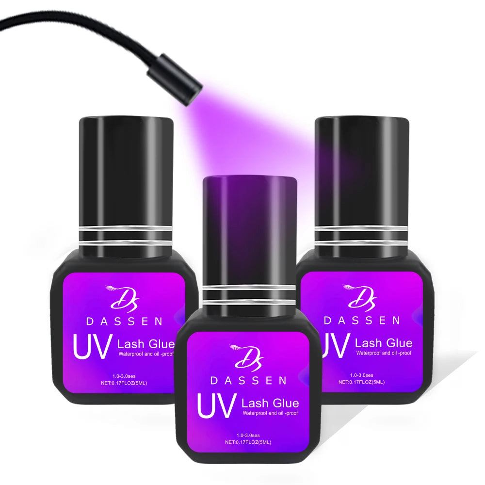 Dassen 5ML 1 Second Fast Drying Strong False Eye Lash Extension UV Glue Adhesive Retention Low Smell Mink Eyelash Glue UV